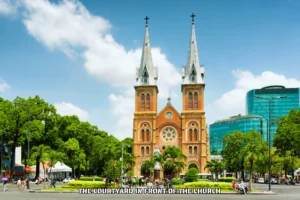 The courtyard in front of Notre Dame Cathedral Saigon